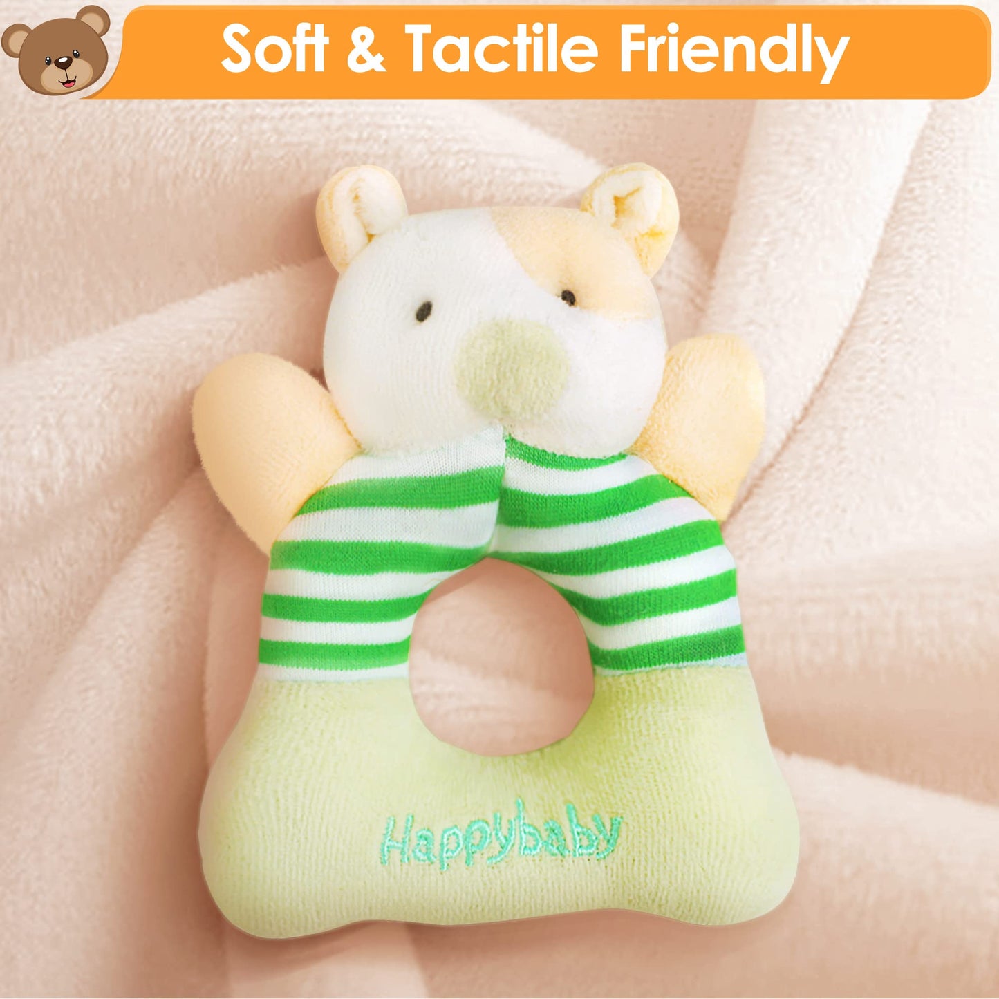 Iplay, Ilearn Baby Toys 3 6 12 Month Newborn Gift, Infant Soft Jungle Stuffed Animal Rattle Plush Barn, First Easter Basket Shower Stuffer, Boy Girl Sensory Hand Development Toy 2 4 7 9M 1 Yr - Jungle