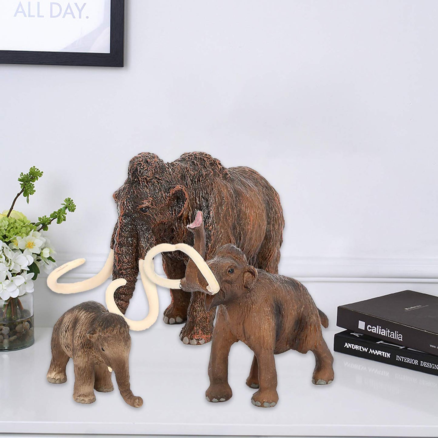 Vankcp 3Pcs Figurines Mammoth Family Toys,Realistic Ancient Elephant Figurines Model, Cake Toppers Playset Eduactional Toys Part