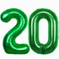 40 Inch Giant Green Number 20 Balloon, Helium Mylar Foil Number Balloons For Birthday Party, 20Th Birthday Decorations For Kids