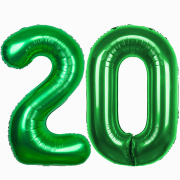 40 Inch Giant Green Number 20 Balloon, Helium Mylar Foil Number Balloons For Birthday Party, 20Th Birthday Decorations For Kids