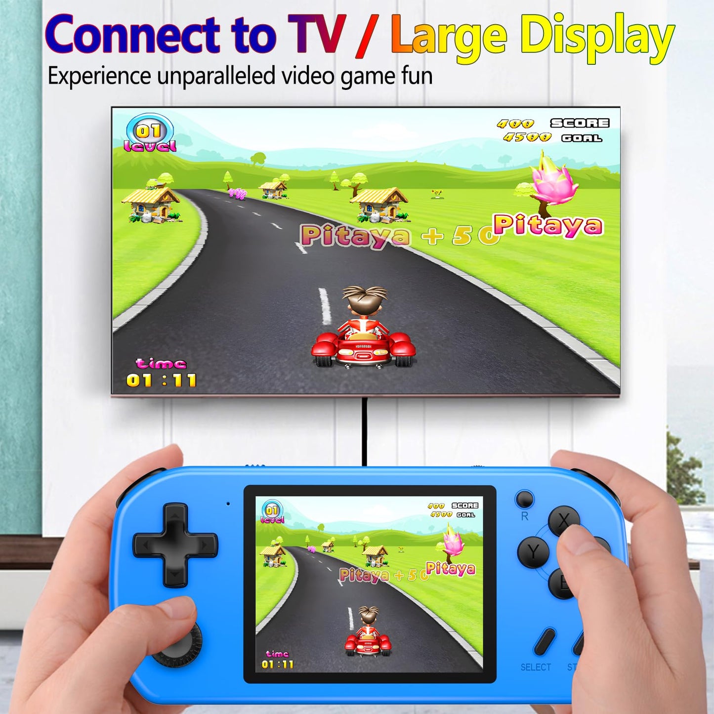 Great Boy Handheld Games For Kids Aldults With 270 Classic Retro Video Game 3.0'' Color Screen Tv Output Rechargeable Arcade Gaming Player,Support 2 Players Gamepad Birthday Xmas Gift(Blue)