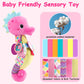 Baby Sensory Toys 0-6 3-6 Months Musical Stuffed Animal Plush Pink Seahorse For Infant 6-12 Month Tummy Time With Baby Mirror Ne