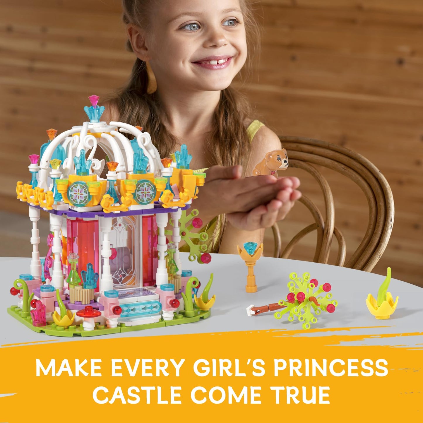 Jiutong Girls Princess Castle Building Set With Led Light,Friends Construction Educational Xmas Gift Toy For Kids Age 6-12 And U