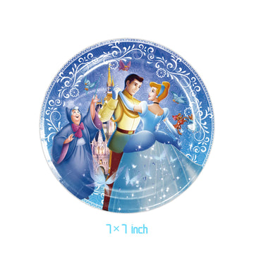 41Pack Cinderella Party Supplies include 710Pcs and 9 10Pcs plates, 20 napkins Tablecloth for Cinderella birthday party decorati