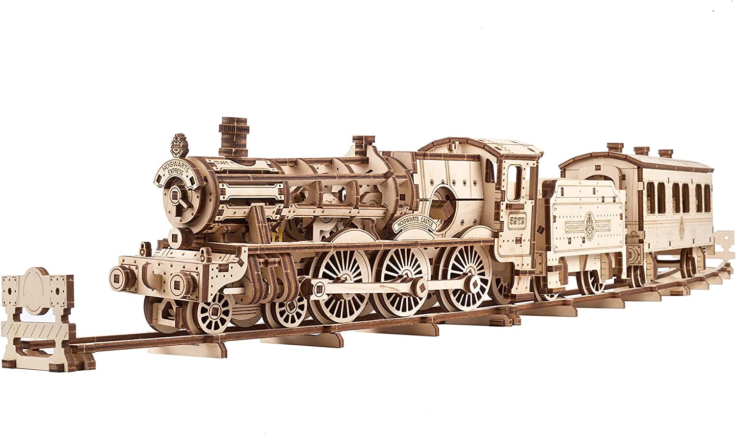 Ugears Harry Potter Hogwarts Express 3D Puzzles For Adults To Build - Model Kits For Building Model Train Set - 3D Wooden Puzzle Includes Train, Tracks, Tender, Carriage And 3 Figurines