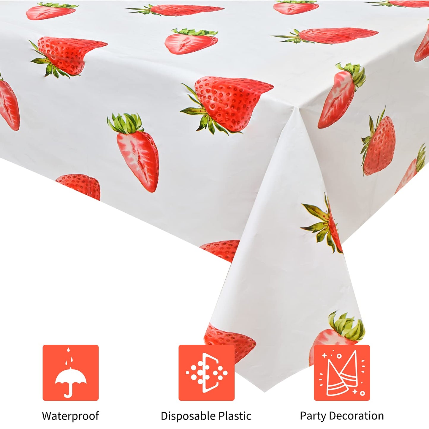 Lecferrarc 2 Pcs Strawberry Tablecloth Strawberry Plastic Table Cover 87 X 51 Inches Strawberry Birthday Tablecovers For Strawbe
