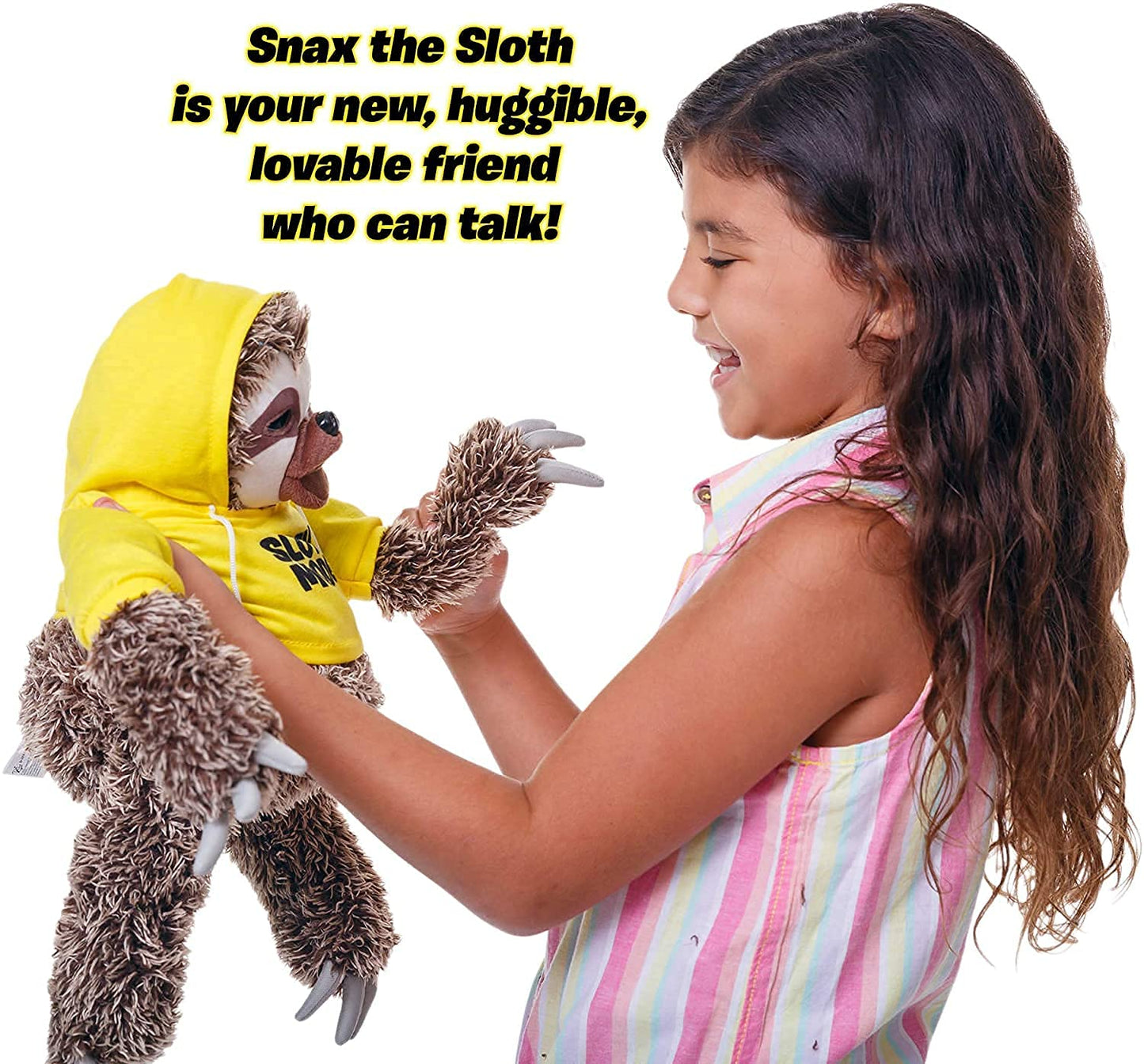 Snax The Sloth Official 2023 Version, Talking Plush Sloth Toy For Kids, Cuddly Sloth Stuffed Animal That Talks Back Slowly For B