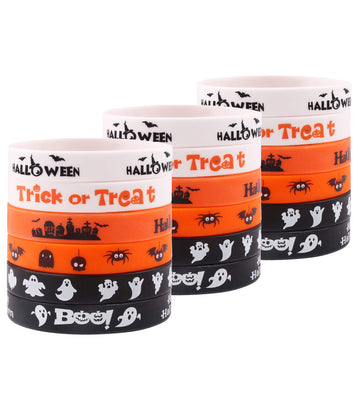 CCINEE 36pcs Rubber Wristbands 6 Novelty Halloween Pattern Silicone Bracelets Rubber Bands for Halloween Party Bag Filler Supply