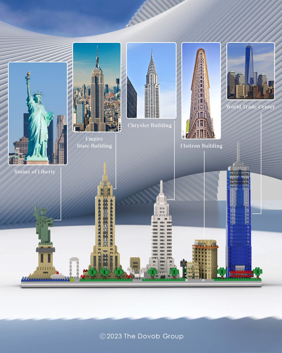 dOvOb Micro Mini Blocks Building Set - New York Skyline, 3048 Pieces, Plastic, Multicolor, Model QS010