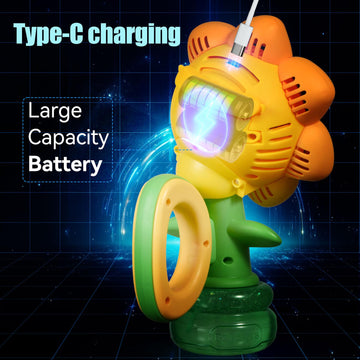 Sunflower Bubble Machine For Kids Automatic Flower Bubble Toy With Colorful Lighting For Toddlers Handheld 20000+Bubbles 3 Modes