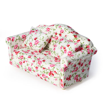 Dollhouse Couch Miniature Sofa With Pillows Dollhouse Living Room Funiture 1:12 Scale Model 3 Pcs High Simulation Upholstered Wo