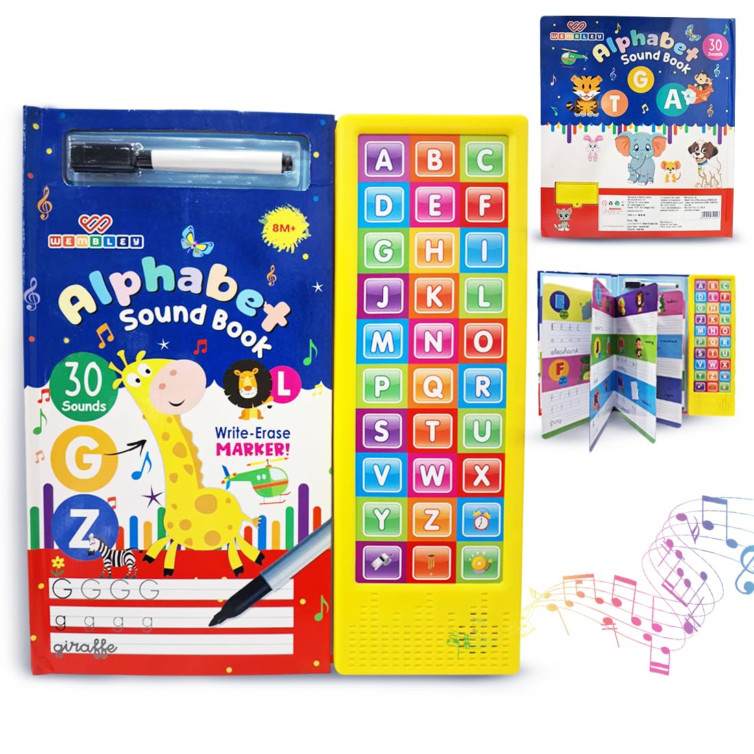 Wembley Interactive Alphabet Sound Book| Learn & Play Educational Sound Book with 30 Sounds| Musical Early Learning Book for Kid