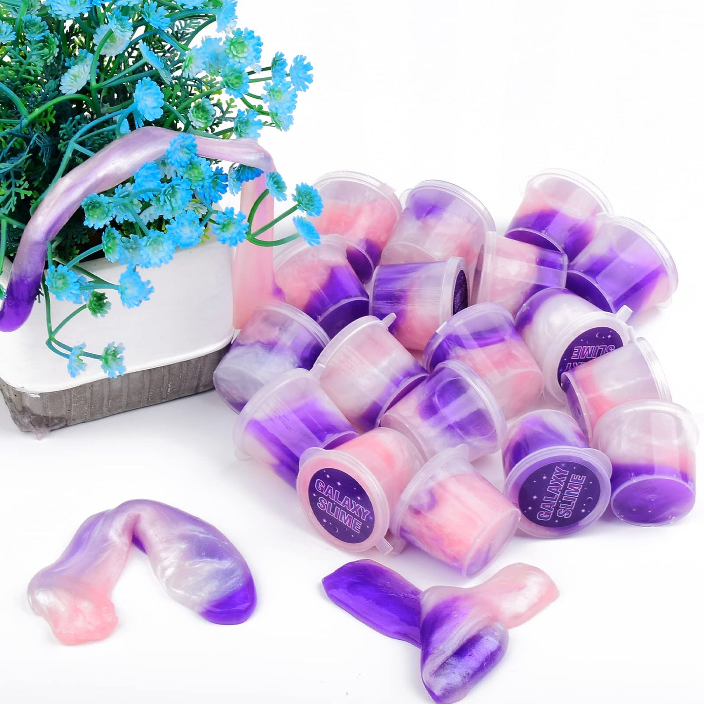 24 Pack Galaxy Slime Kit, Super Soft Stretchy Non-Sticky, Stress Relief Slime Toys For Girls And Boys Party Favors Kids Gift, Be
