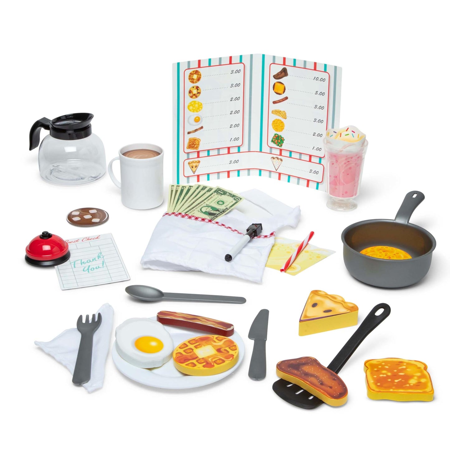 Melissa & Doug Star Diner Restaurant Play Set (41 Pcs) - Pretend Play Food, Restaurant Toy Set With Cookware, Utensils For Kids,