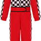 Bordazor Kids Race Car Driver Costume Boys Girls Racer Jumpsuit With Car Cap Kids Dress Up For Halloween (5-6 Years)