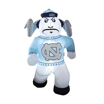 Logo Brands NCAA North Carolina Tar Heels 7ft Inflatable Yard Mascot - Easy Inflation with 12V Blower, LED Lights for Indoor/Out