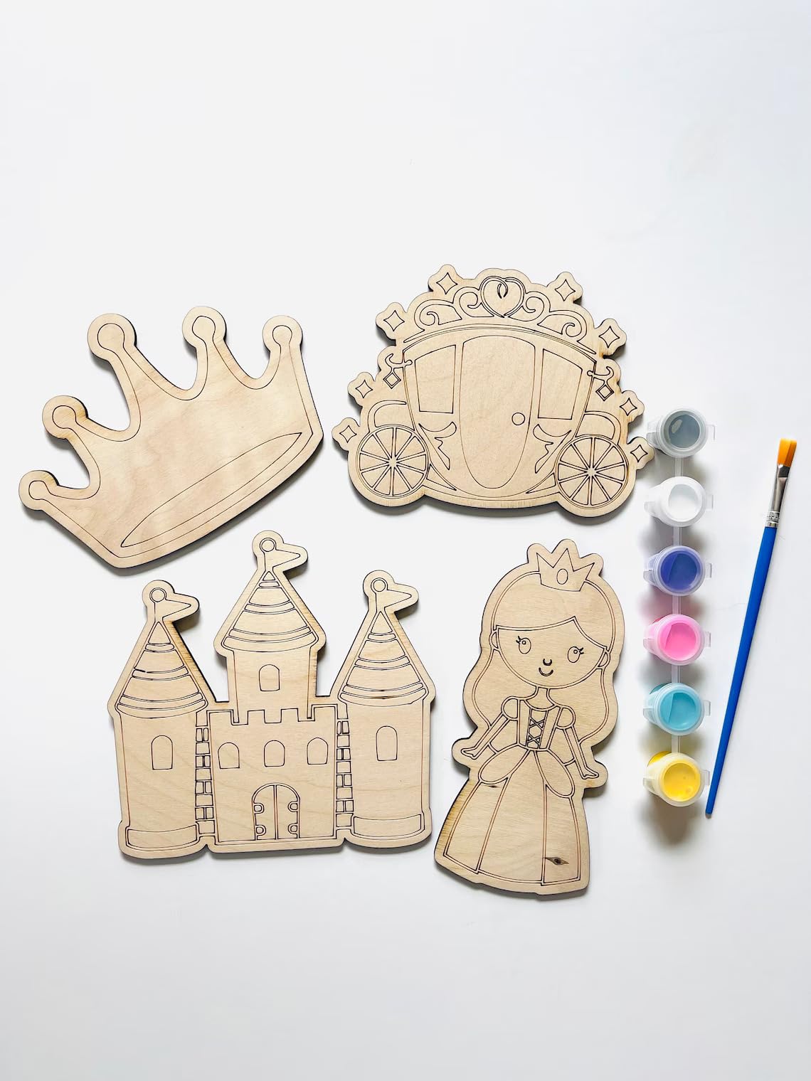 American Elm Kids Diy Wood Paint Kit Party & Classroom Activity Wooden Craft Set Mdf Cutouts Paint Set Gift Fun & Educational (