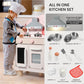 Bluewood Wooden Kids Kitchen Playset For Toddlers Ages 3-8, With Induction Hob, Oven, Ice Maker, Hood, And Tap - Chtelet Creamy