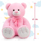 Tezituor Giant Teddy Bear, 4 Feet Soft Big Stuffed Animal Life Size 47 Inch Plush Bear Toy Valentine'S Christmas Birthday Gift For Girlfriend Kids,Pink