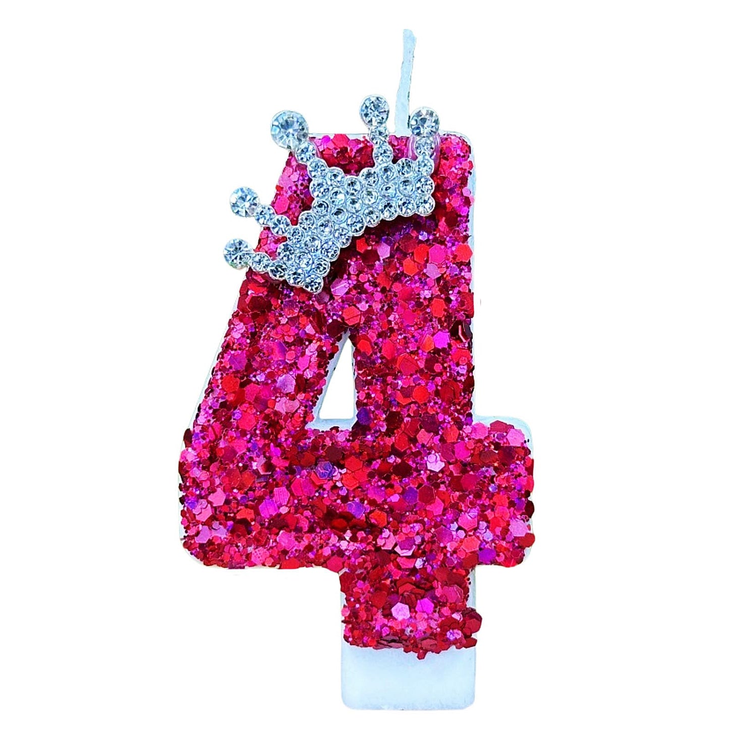 Hot Pink Birthday Number 4 Candle for Cake, Pink Number 4 Candle, Fun Glitter Hot Pink Cake Topper Birthday Decorations Cupcake 