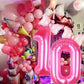 Kwuz 40 Inch Pink Number 10 Balloon - Aluminum Birthday Decoration, Princess Cowgirl Theme for 10th Birthday Party