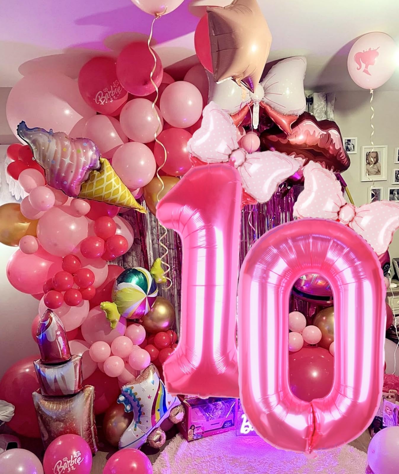 Kwuz 40 Inch Pink Number 10 Balloon - Aluminum Birthday Decoration, Princess Cowgirl Theme for 10th Birthday Party