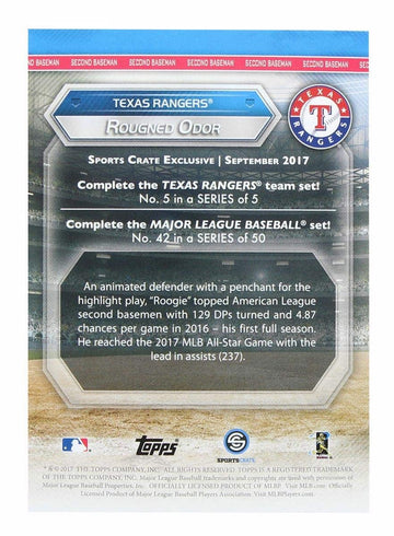 Texas Rangers Mlb Crate Exclusive Topps Card #42 - Rougned Odor