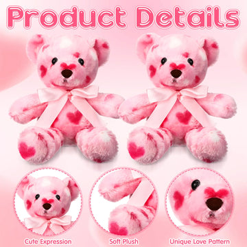 Miniinflat 12 Pcs Valentine'S Day Bear Stuffed Animal Bulk Bear Plush Toys 10 Inch Soft Cute Animals For Valentine Gift Girlfrie