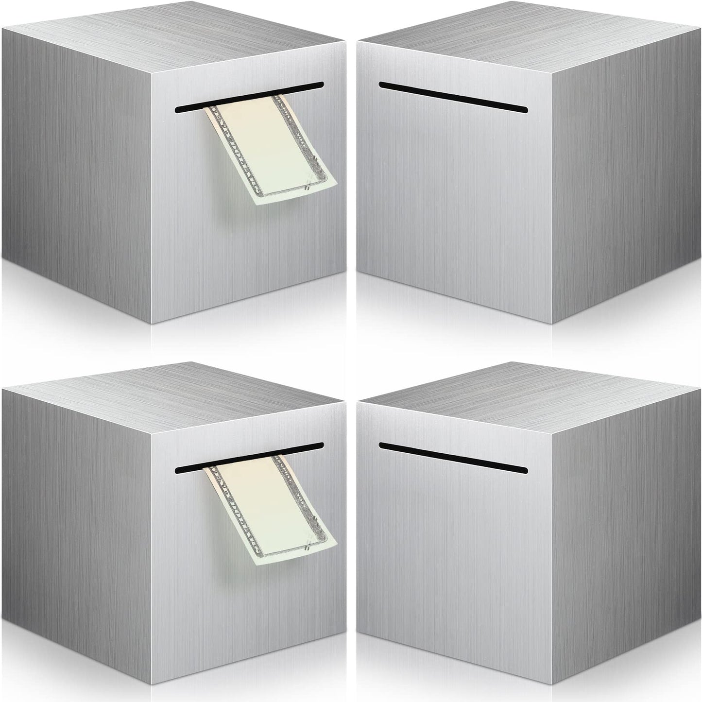 4 Pcs Piggy Bank For Adults Stainless Steel Adults Savings Bank Must Break To Open Metal Money Bank Money Saving Box, 4.72 Inch