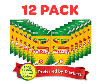 Crayola Fine Line Markers Bulk, School Supplies for Kids, 12 Marker Packs with 10 Colors, Multi