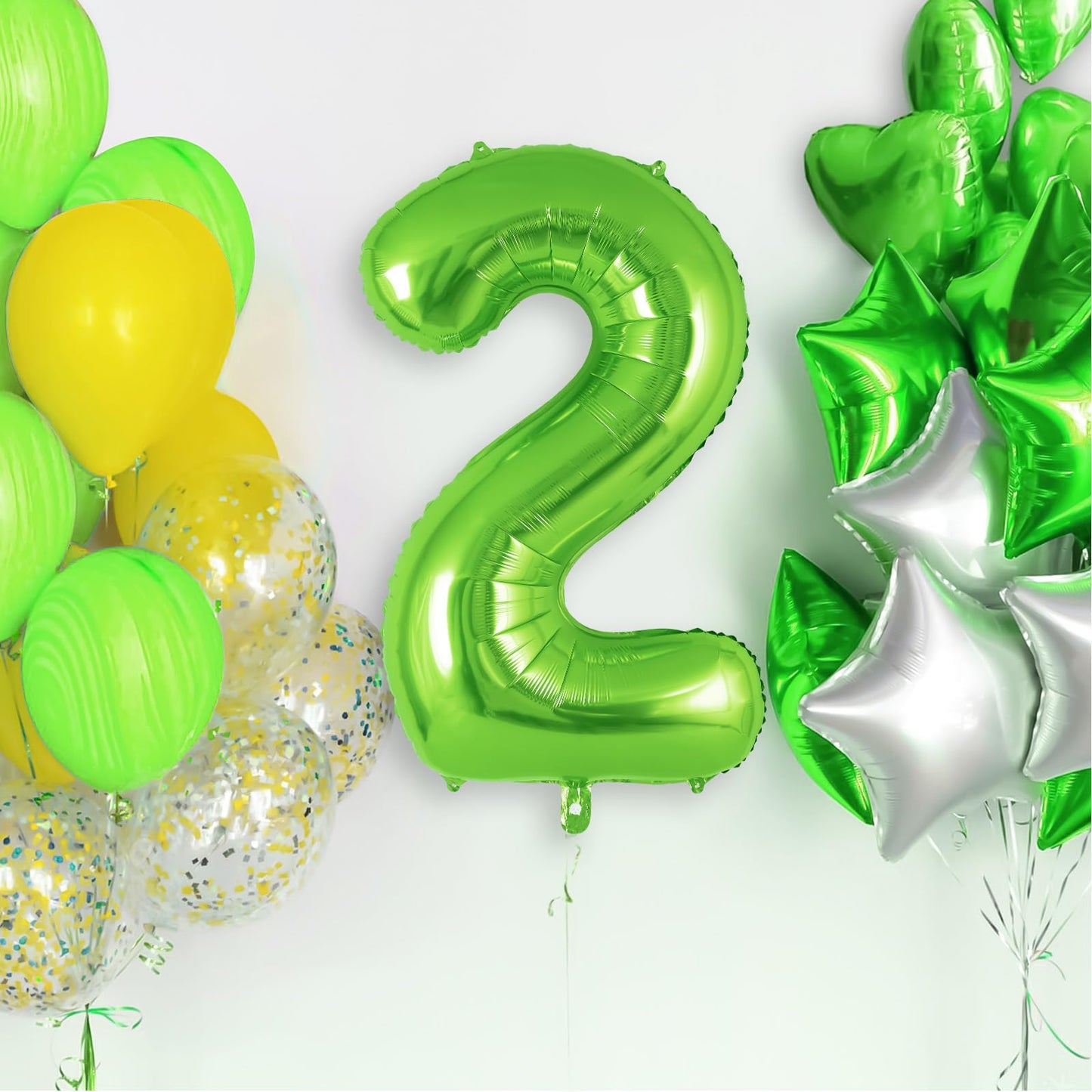 Green Number 2 Balloon 40 Inch, Big Large Foil Helium Number Balloons, Jumbo Giant Mylar Number 2 Balloons For 2 Second Birthday