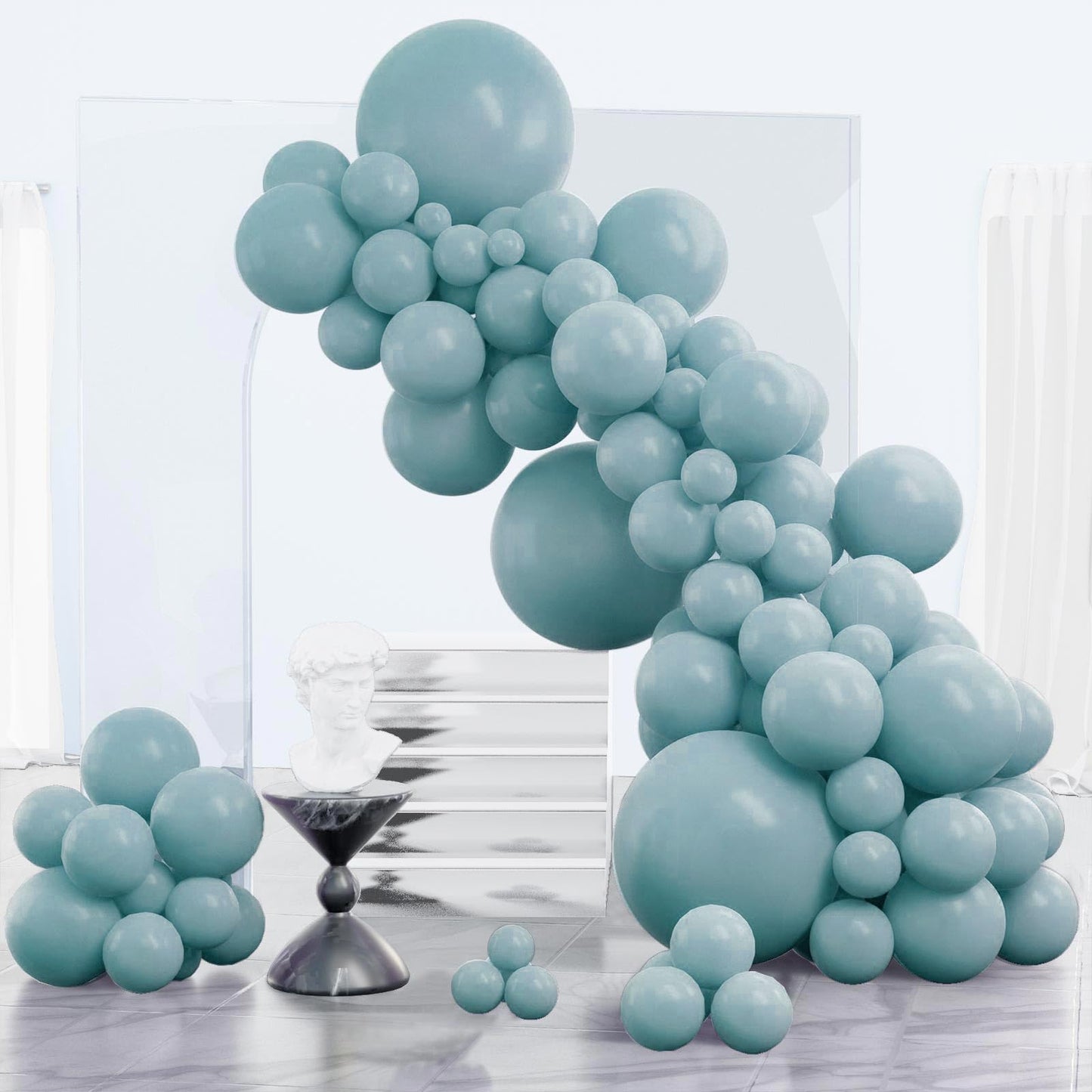 Partywoo Pale Aqua Balloons, 85 Pcs Boho Blue Balloons Different Sizes Pack Of 18 Inch 12 Inch 10 Inch 5 Inch Pale Blue Balloons For Balloon Garland Or Balloon Arch As Birthday Decorations, Blue-F28