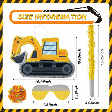 Lewtemi Digger Piñatas For Birthday Party Construction Excavator Piñata With Stick, Blindfold, Confetti For Adults Birthday Baby Shower Party Supplies