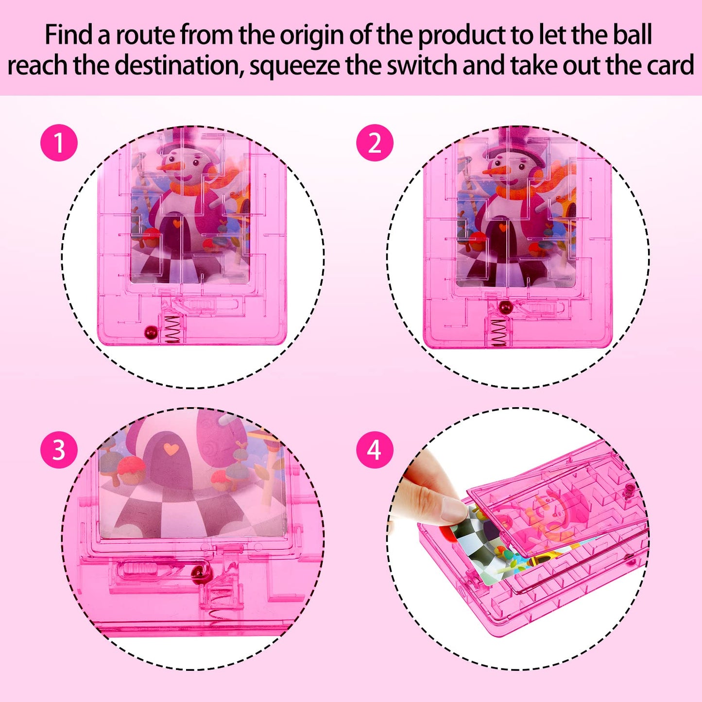 Skylety 5 Pcs Money Puzzle Box Gift Card Box Plastic Puzzle Card Holder Fun Maze Intellectual Pinball Machine Game for Teens and mature-themeds Birthday Party Favors(Pink)