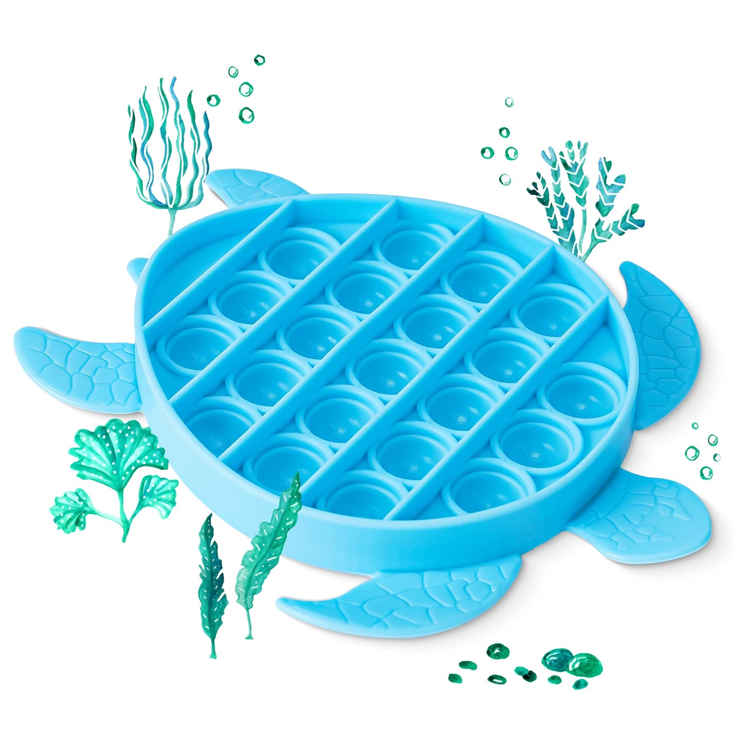 NiHealth Sea Turtle Fidget Toy - Silicone Stress Reducer for Kids & Adults - Blue