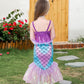 Itvti Little Girls Mermaid Costume Princess Dress Up Ariel Outfits With Accessories Wig Birthday Party Halloween Cosplay, Purple, 3-4 Years(Tag 110)