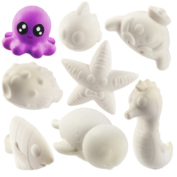 Diy Party Craft Kit Jumbo Ocean Pals Squishies (8 Unique Sea Animals)-White Kawaii Scented Slow Rising Squishy Toys, Paint, Scen