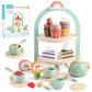 GAGAKU Wooden Tea Set for Little Girls Tea Set for Toddler Food Pretend Play Accessories Kids Kitchen Playset Tea Set for Toddle