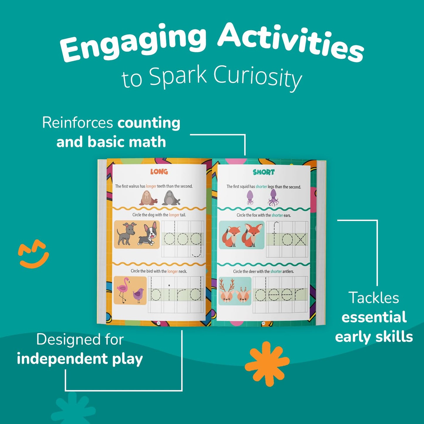 Channie's Pre-K Activity Book, Preschool Workbook with Fun Educational Learning Activities for Kids, Ages 3-5, 50+ Games, Colors