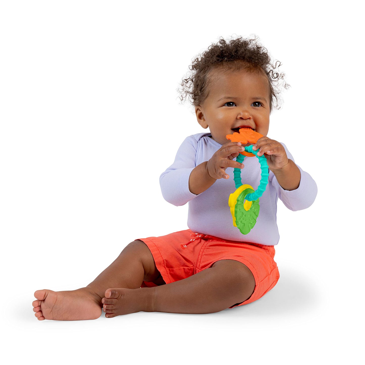 Bright Starts Silicone Teething Ring - BPA-Free Monkey, Leaf, Banana - For 3 Months+ - Model 13078