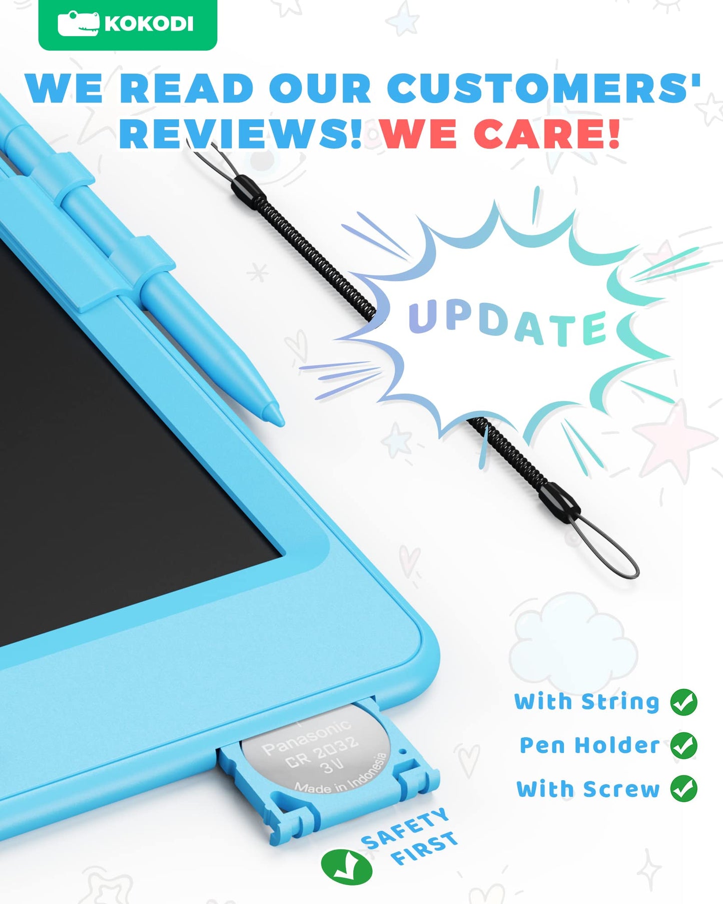 KOKODI LCD Writing Tablet 8.5-Inch Colorful Doodle Board, Electronic Drawing Tablet Drawing Pad for Kids, Educational and Learni