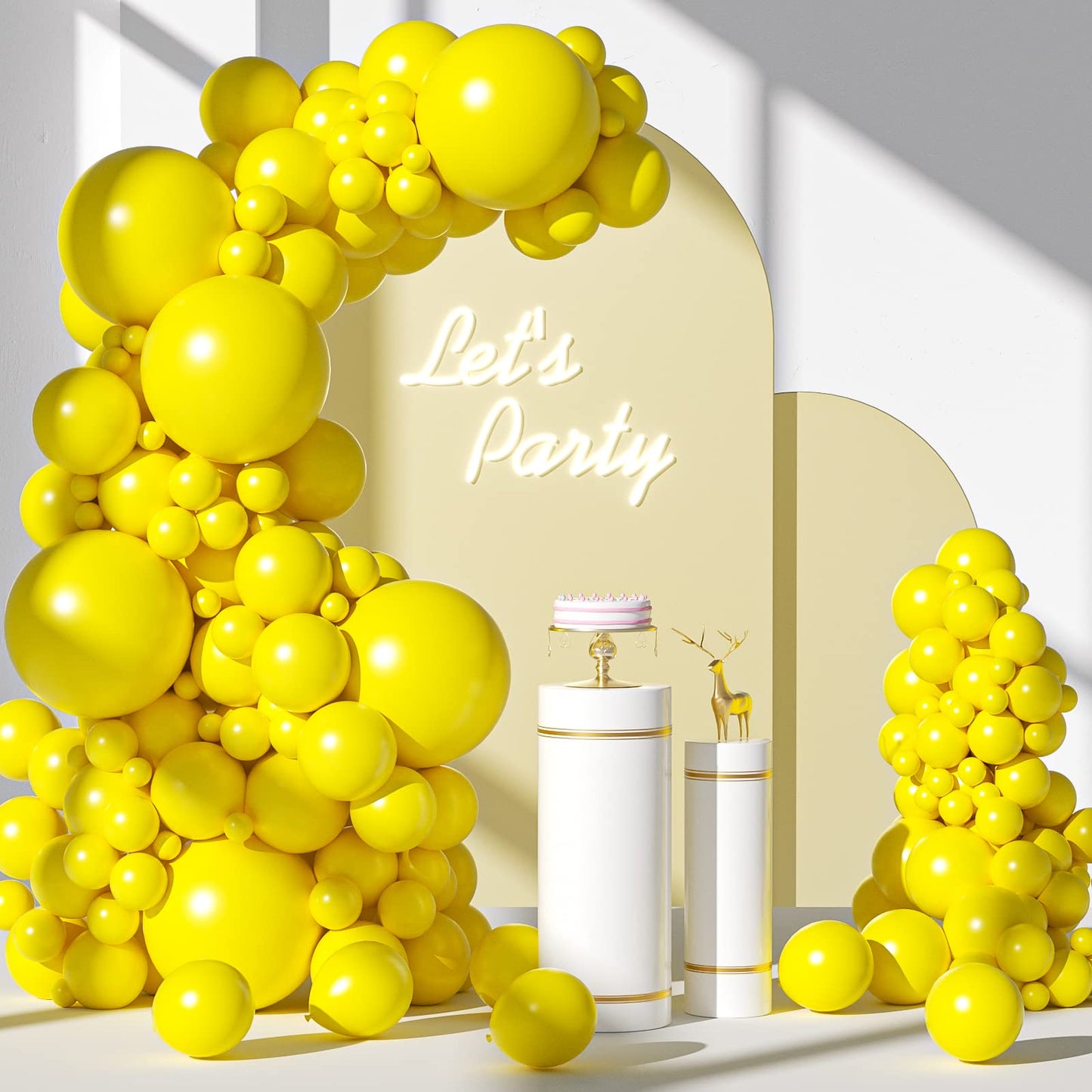 Fotiomrg 110Pcs Yellow Balloon Garland Arch Kit, 18 12 10 5 Inch Yellow Latex Balloons Different Sizes Pack For Birthday Graduat