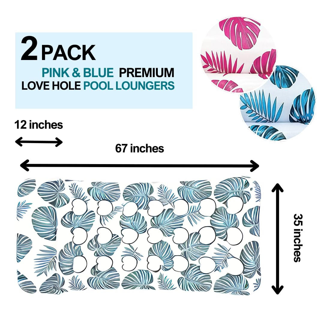 Inflatable Pool Float Lounger mature-themed 2 Packs  Giant Pool Raft Floaties Pool Floating  Swimming Pool Tanning Bed Chair Floats  Large Water Floats Lounge Set  Large Floating Hck Mat
