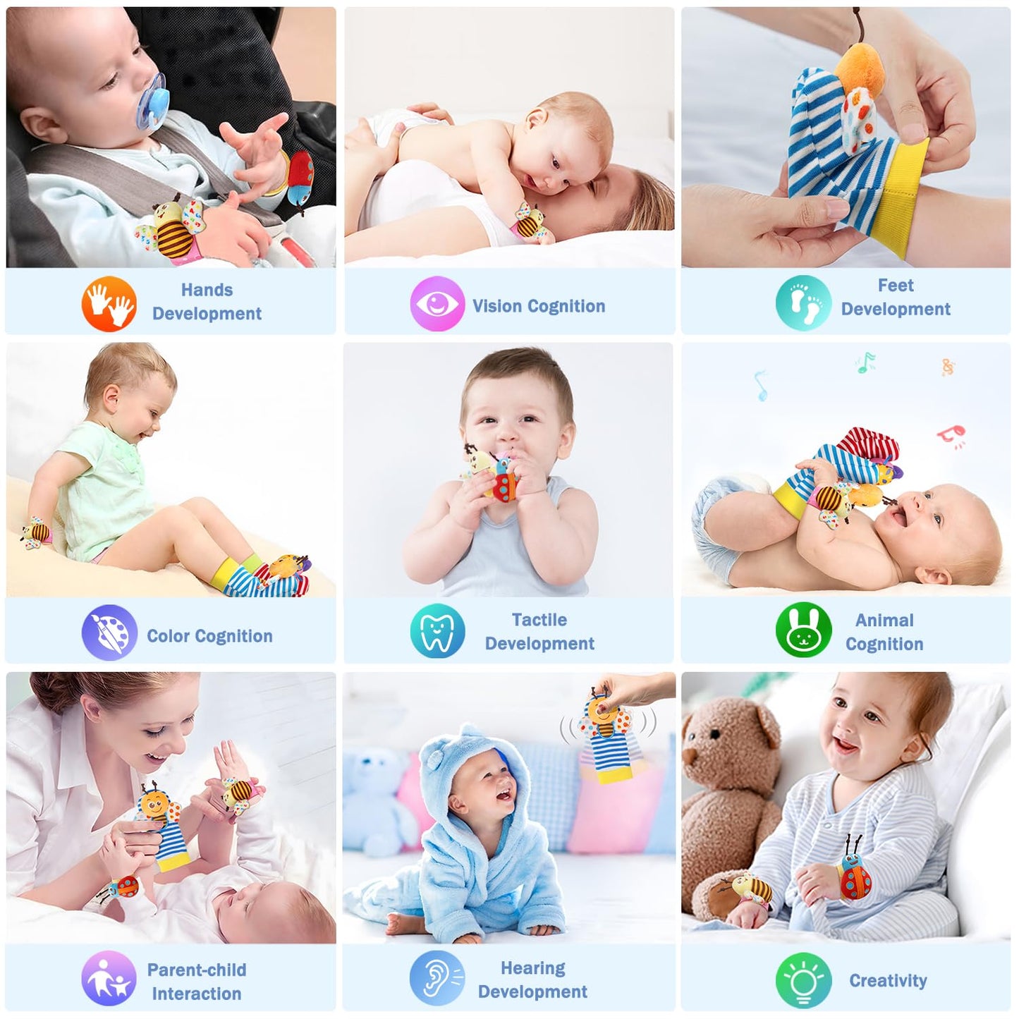 Bloobloomax Baby Rattles Toys For 0-12 Month, Infant Girl Boy Toys For Babies 3-6 Months, Newborn Hand & Foot Toys For 0 To 9 Mo