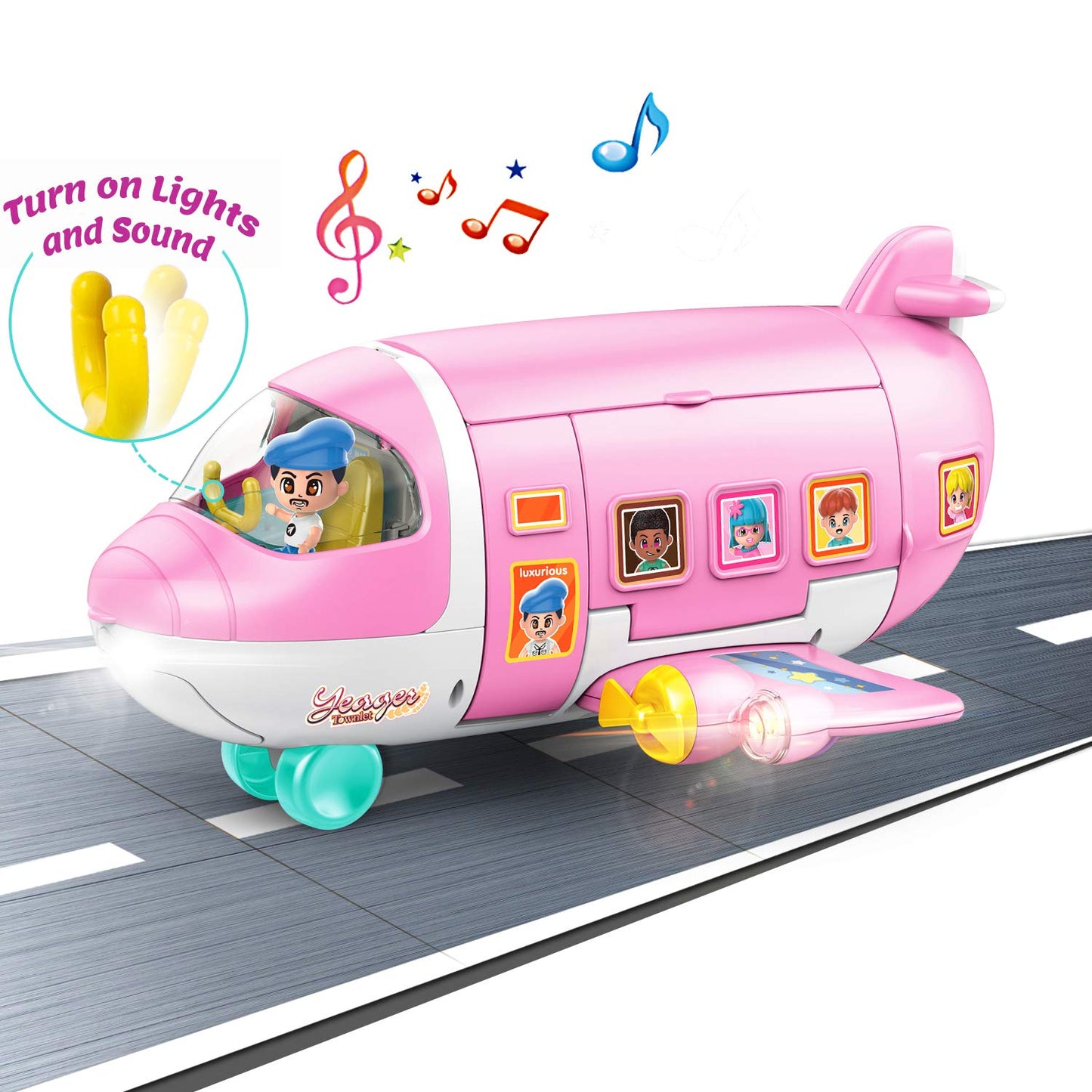 Iplay, Ilearn Airplane Dollhouse Playset For Girls 3-5, Kids Pretend Play Doll House Set W/ Pink Plane, Dolls, Travel Accessorie