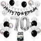 70Th Birthday Decorations For Men Women, Black Silver White Birthday Balloons, Black Happy 70Th Birthday Banner Birthday Cake To