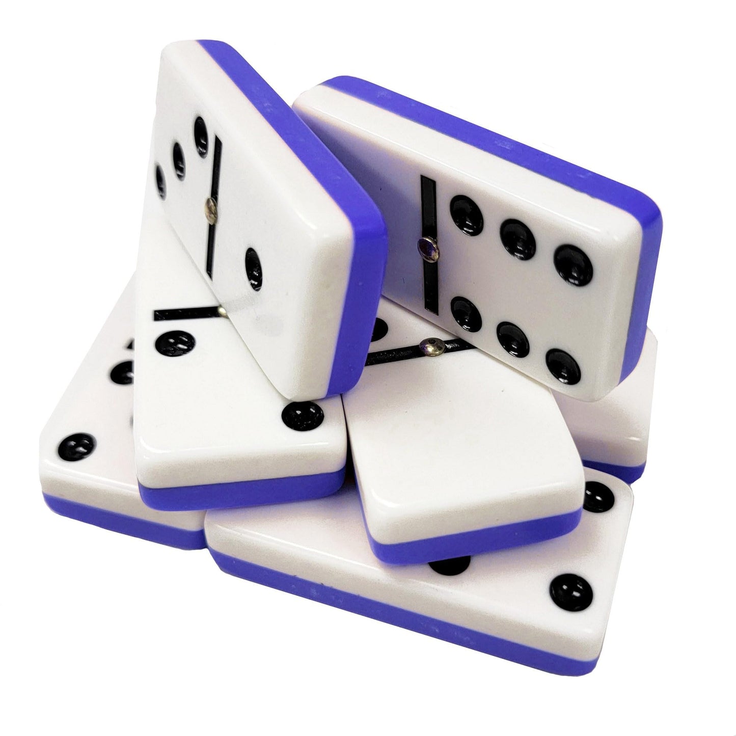 Marion & Co. Domino Double Six 6 Two Tone Blue And White Tiles Jumbo Tournament Professional Size With Spinners In Black Elegant