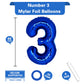 40 Inch Giant Navy Blue Number 3 Balloon, Helium Mylar Foil Number Balloons For Birthday Party, 3Rd Birthday Decorations For Kid