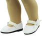 American Fashion World Black and White Pearl Flats for 18 inch Dolls | 2 Pack | enhanced Quality & Trendy Design | Dolls Shoes | Shoe Fashion for Dolls for Popular Brands