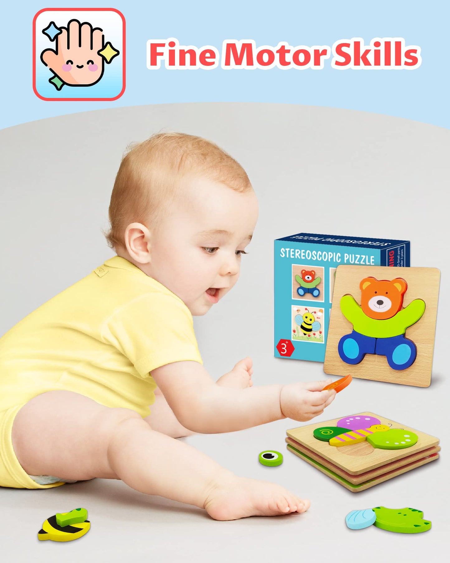Bekayshad Wooden Puzzles Toddler Toys Gifts For 1 2 3 Year Old Boys Girls, 4 Pack Animal Jigsaw Puzzles Montessori Toys, Learnin